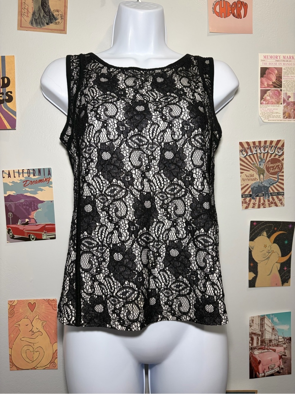 Ann Taylor Black Floral Lace Sleeveless Camisole